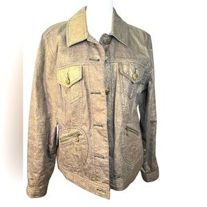 Chico's Women's Metallic Gold jacket
Size 2 (large /12)
Pit to pit 21”
Length 25